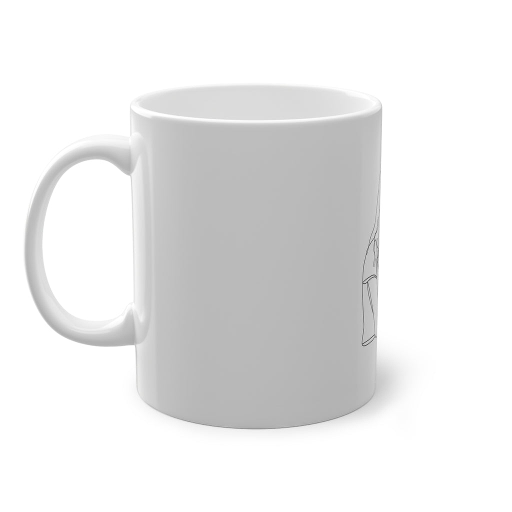Keramisk kaffekopp med line art